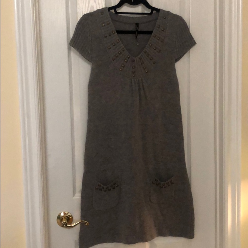 Grey Studded Sweater Dress